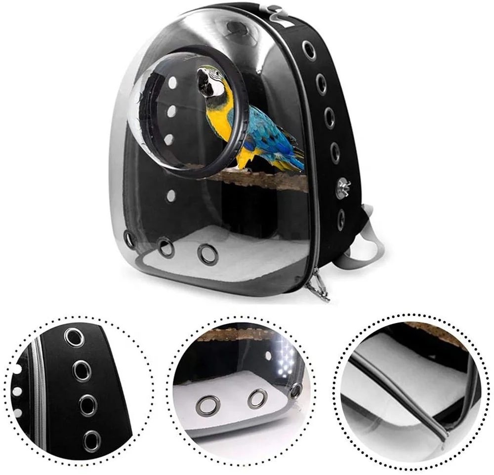 Backpack Bubble Bird Travel Carrier Backpack Bird Carrier with Perch Parrot Travel Lightweight Bird Cage Backpack - Image 3