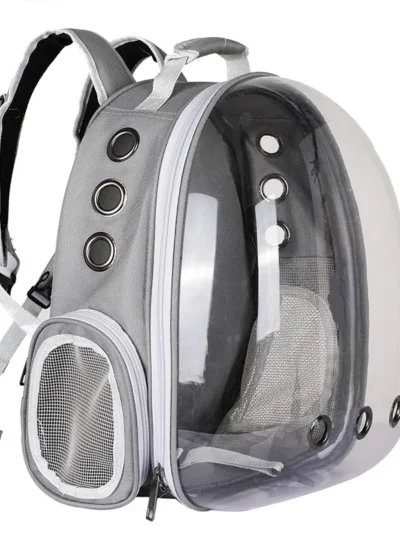 Portable Breathable Oxford Polyester Zipper Transparent Outside Cat Bag Pet Backpack Carrier for Cats