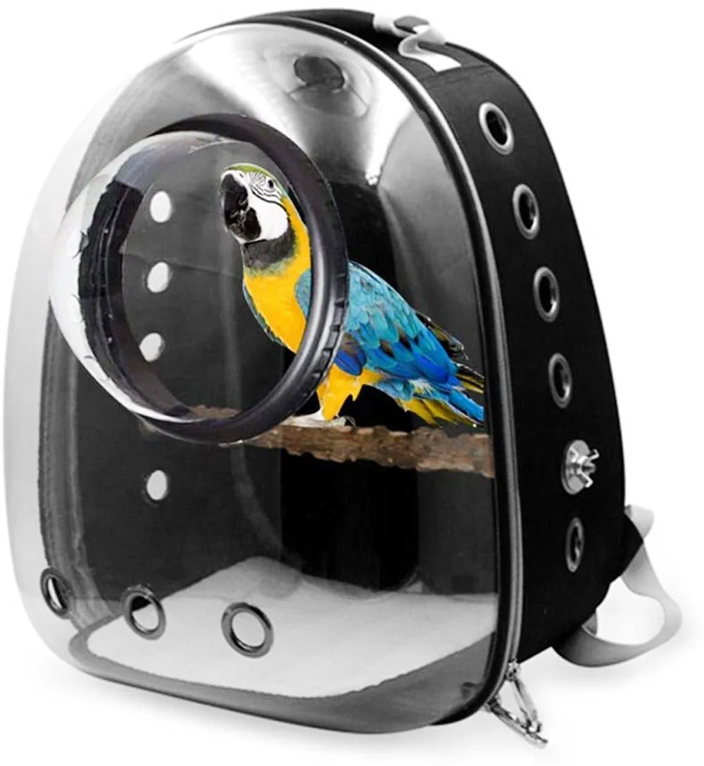 Backpack Bubble Bird Travel Carrier Backpack Bird Carrier with Perch Parrot Travel Lightweight Bird Cage Backpack - Image 2