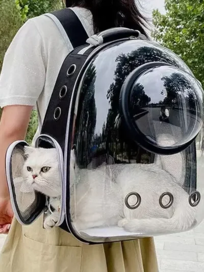 SpaceCapsule Transparent Pet Backpack Carrier Lightweight Portable Breathable Foldable for Cats Dogs Outdoor Travel Adventure